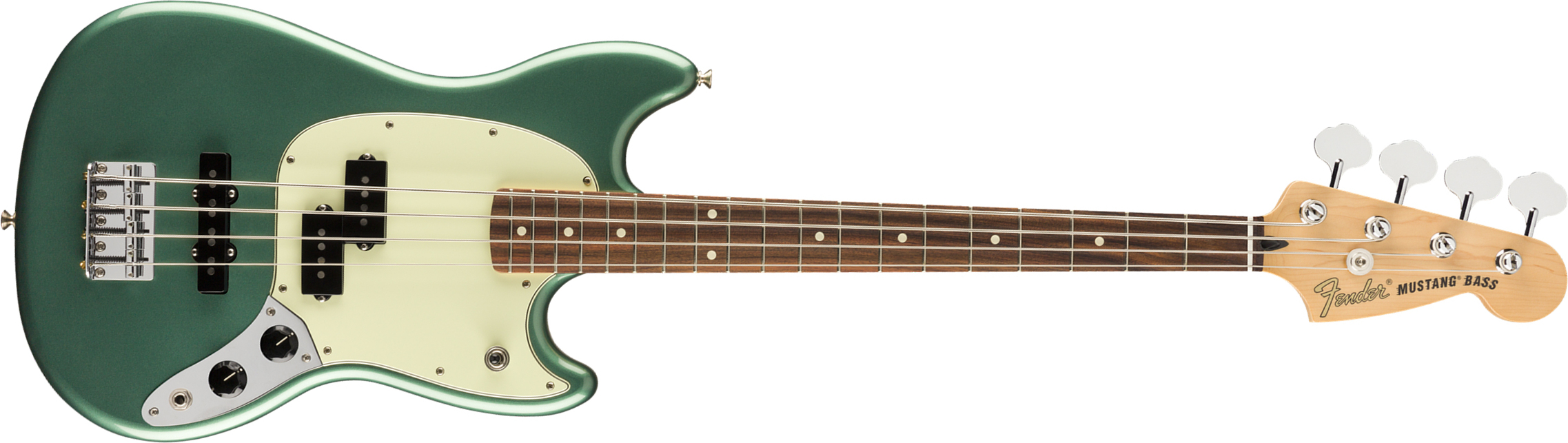 Fender Mustang Bass Pj Player Ltd Mex Pf - Sherwood Green Metallic - Bajo eléctrico para niños - Main picture