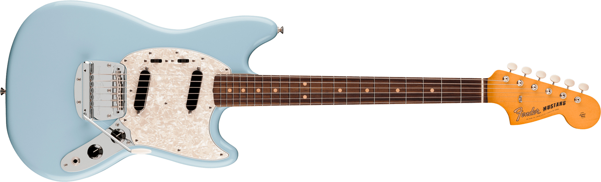 Fender Mustang Mid 60s Vintera 3 Mex Shsc 2s Trem Rw - Sonic Blue - Guitarra electrica retro rock - Main picture