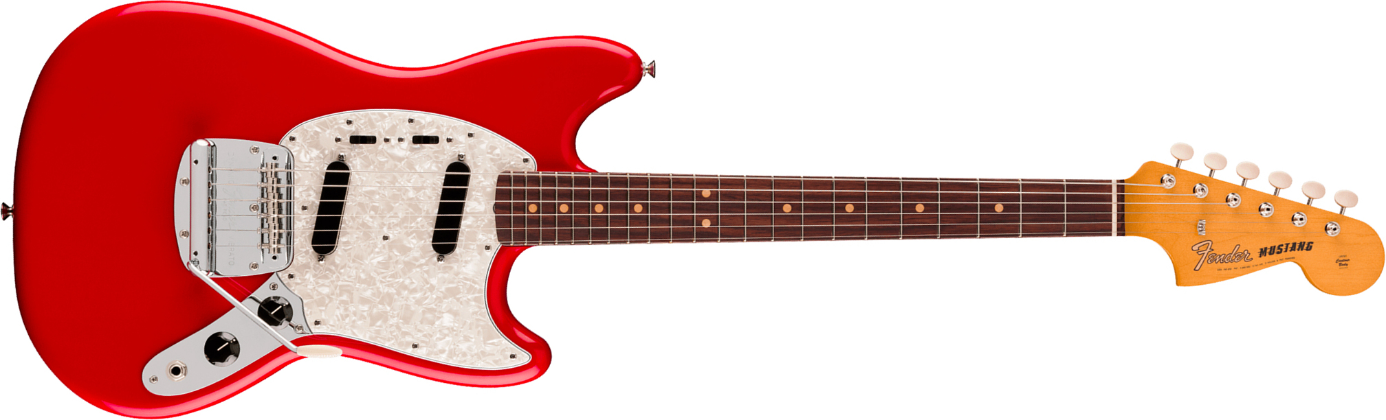 Fender Mustang Mid 60s Vintera 3 Mex Shsc 2s Trem Rw - Dakota Red - Guitarra electrica retro rock - Main picture