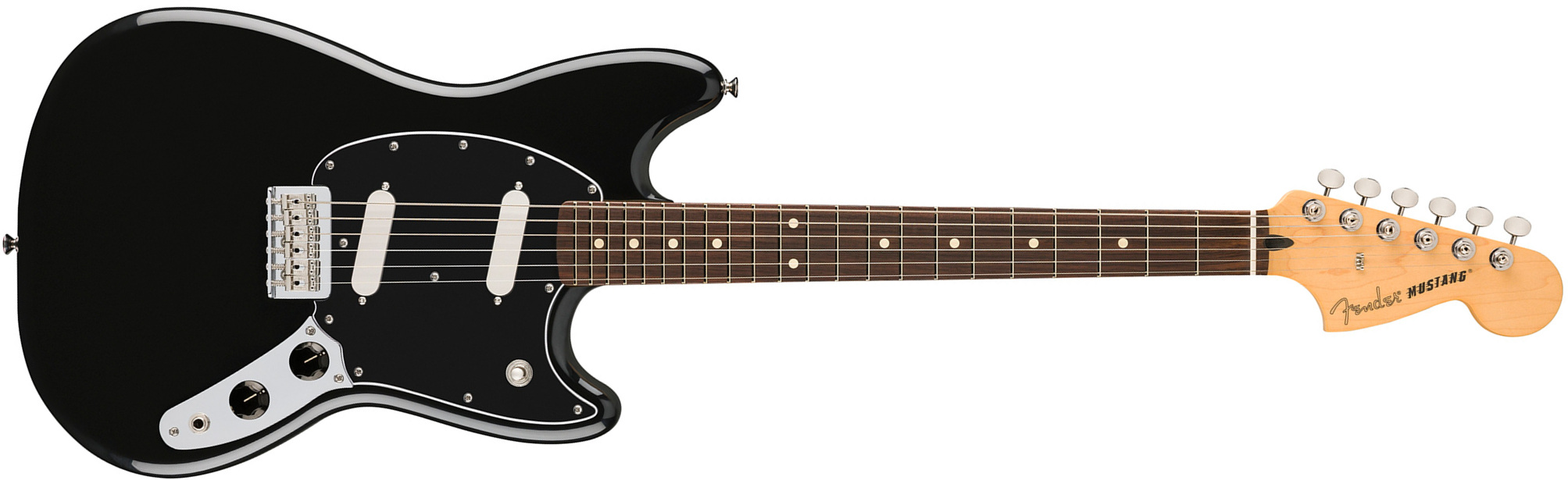 Fender Mustang Player Ii Mex 2s Ht Rw - Black - Guitarra electrica retro rock - Main picture