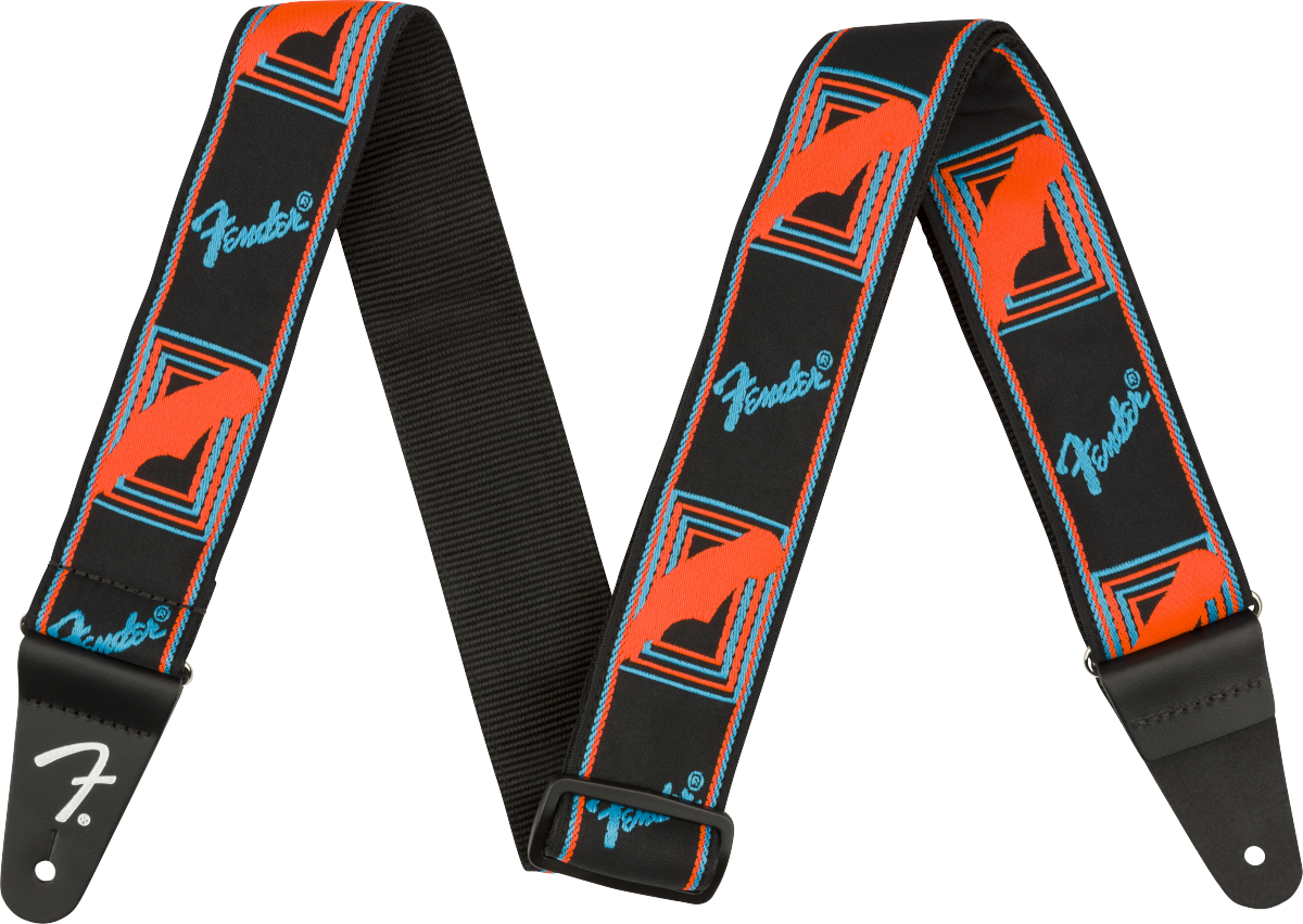 Fender Neon Monogrammed Guitar Strap Poly Blue/orange - Correa - Main picture