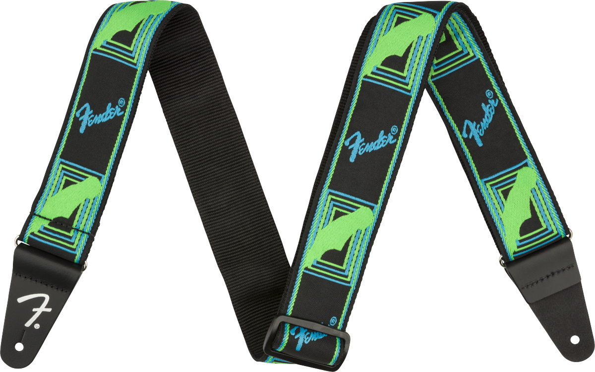 Fender Neon Monogrammed Guitar Strap Poly Green/blue - Correa - Main picture