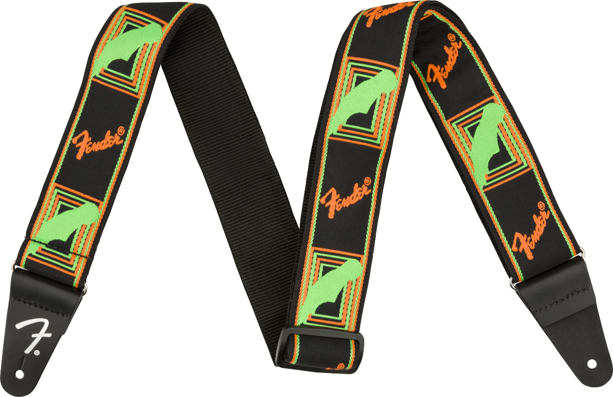 Fender Neon Monogrammed Guitar Strap Poly Green/orange - Correa - Main picture