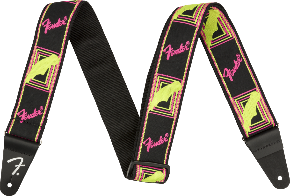 Fender Neon Monogrammed Guitar Strap Poly Yellow/pink - Correa - Main picture