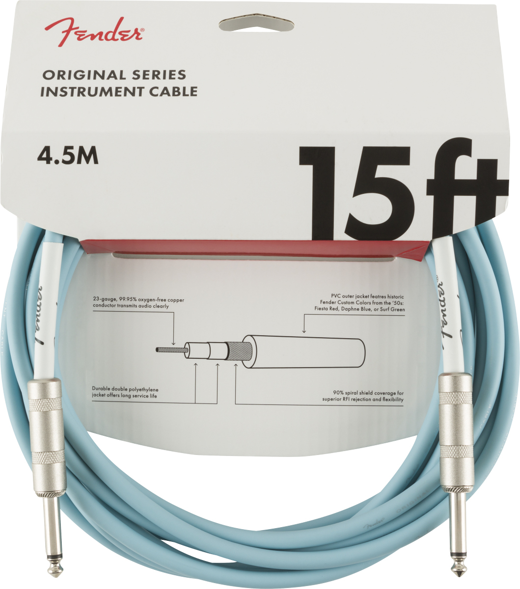 Fender Original Instrument Cable Droit/droit 15ft 4.6m Daphne Blue - Cable - Main picture