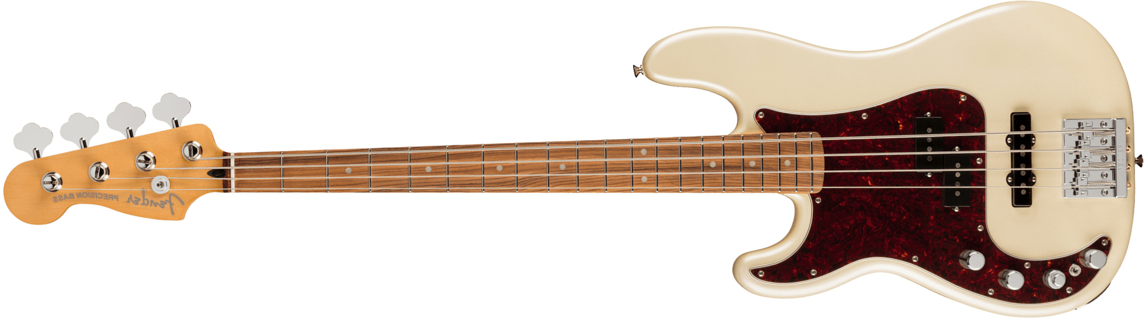 Fender Precision Bass Player Plus Gaucher Mex Active Pf - Olympic Pearl - Bajo eléctrico de cuerpo sólido - Main picture