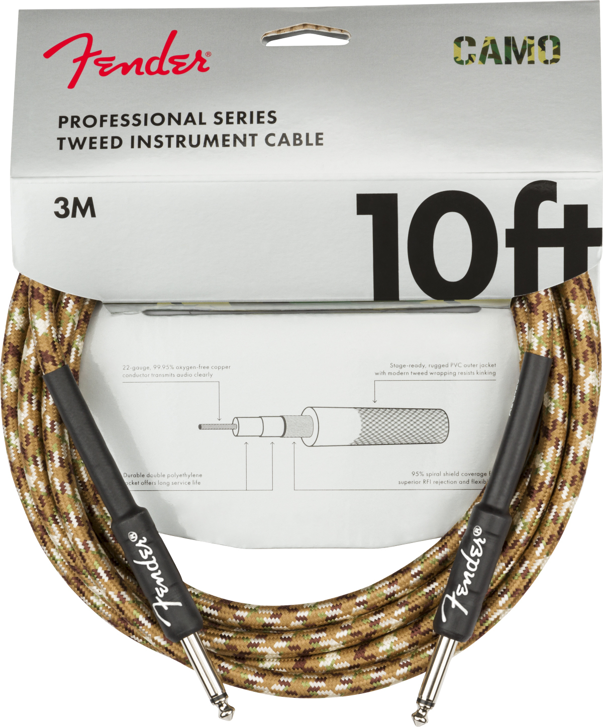 Fender Professional Series Instrument Cable Droit Droit 10ft 3m Desert Camo - Cable - Main picture