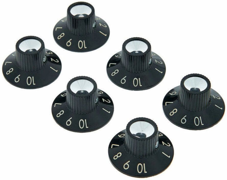 Fender Pure Vintage Black-silver Skirted Amplifier Knobs X6 - Botón para amplificador - Main picture