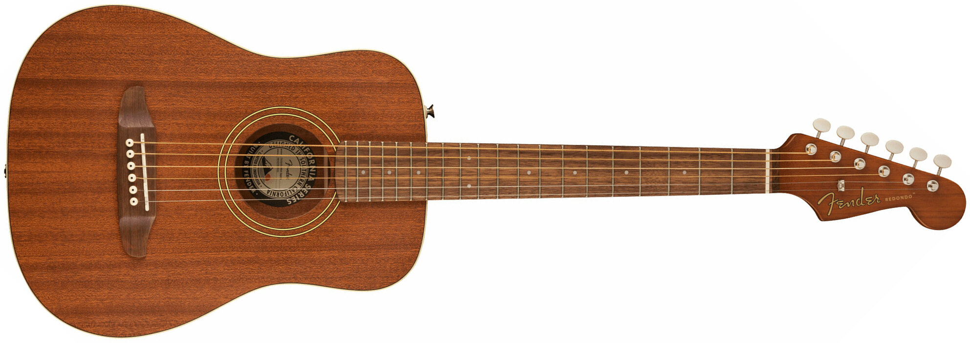 Fender Redondo Mini All Mahogany California Ltd Dreadnought 1/2 Tout Acajou Noy - Natural Satin - Guitarra acústica de viaje - Main picture