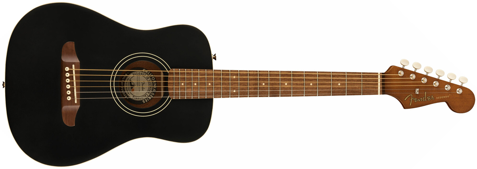 Fender Redondo Mini California Ltd Dreadnought 1/2 Epicea Acajou Noy - Black Top - Guitarra acústica de viaje - Main picture