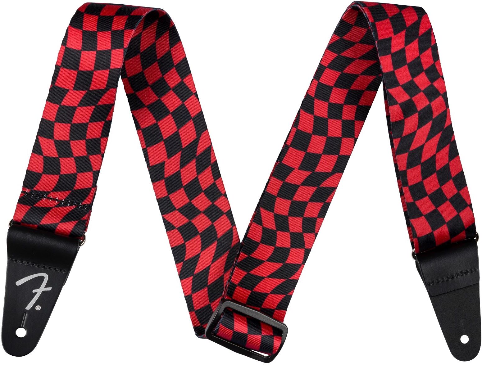 Fender Sangle Poly Wavy Checker Rouge - Correa - Main picture