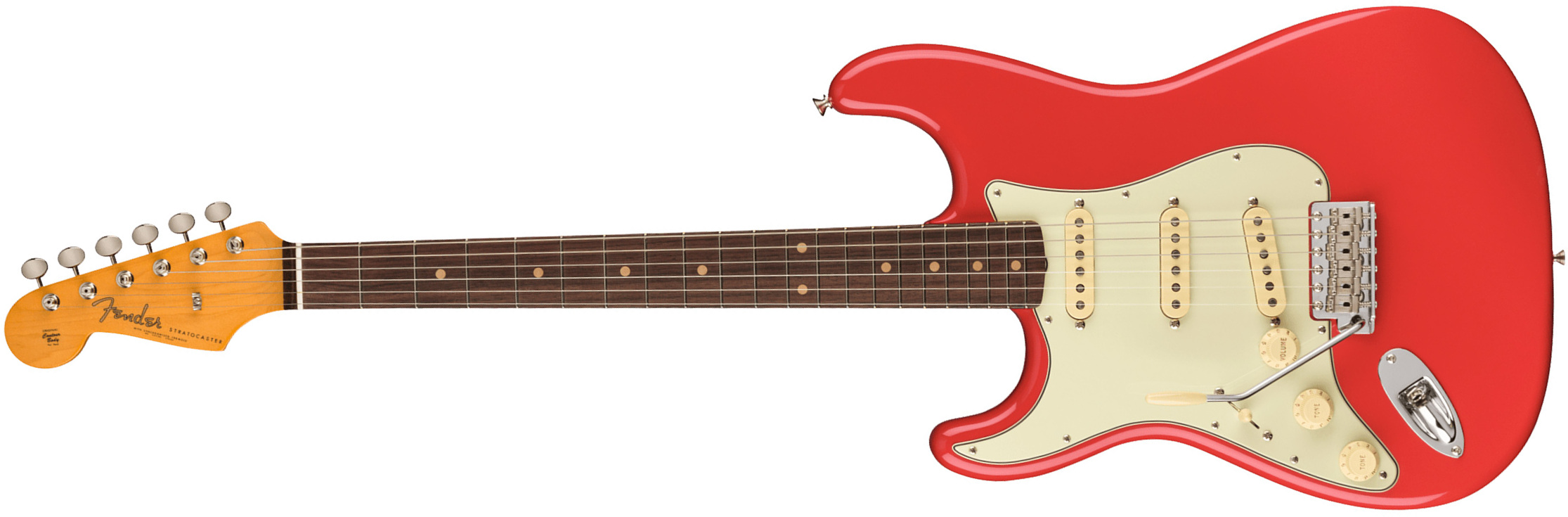 Fender Strat 1961 American Vintage Ii Lh Gaucher Usa 3s Trem Rw - Fiesta Red - Guitarra electrica para zurdos - Main picture