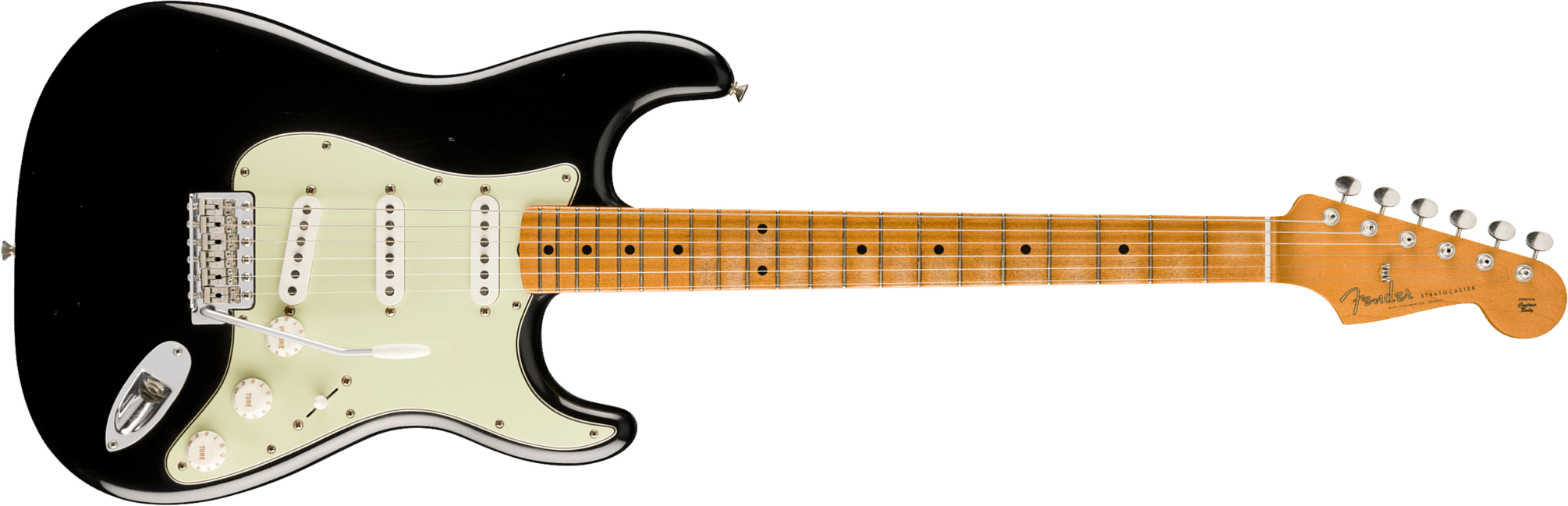 Fender Strat 60s Road Worn Vintera 2 Ltd Mex 3s Trem Mn - Black - Guitarra eléctrica con forma de str. - Main picture