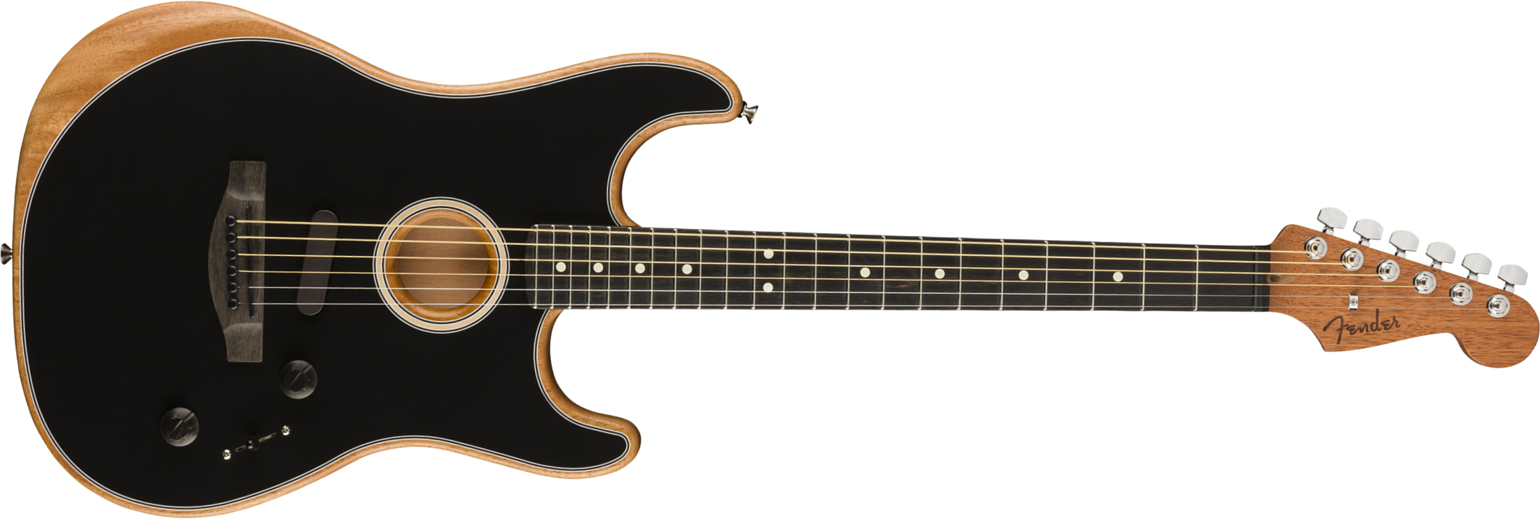 Fender Strat American Acoustasonic Usa Eb - Black - Guitarra electro acustica - Main picture