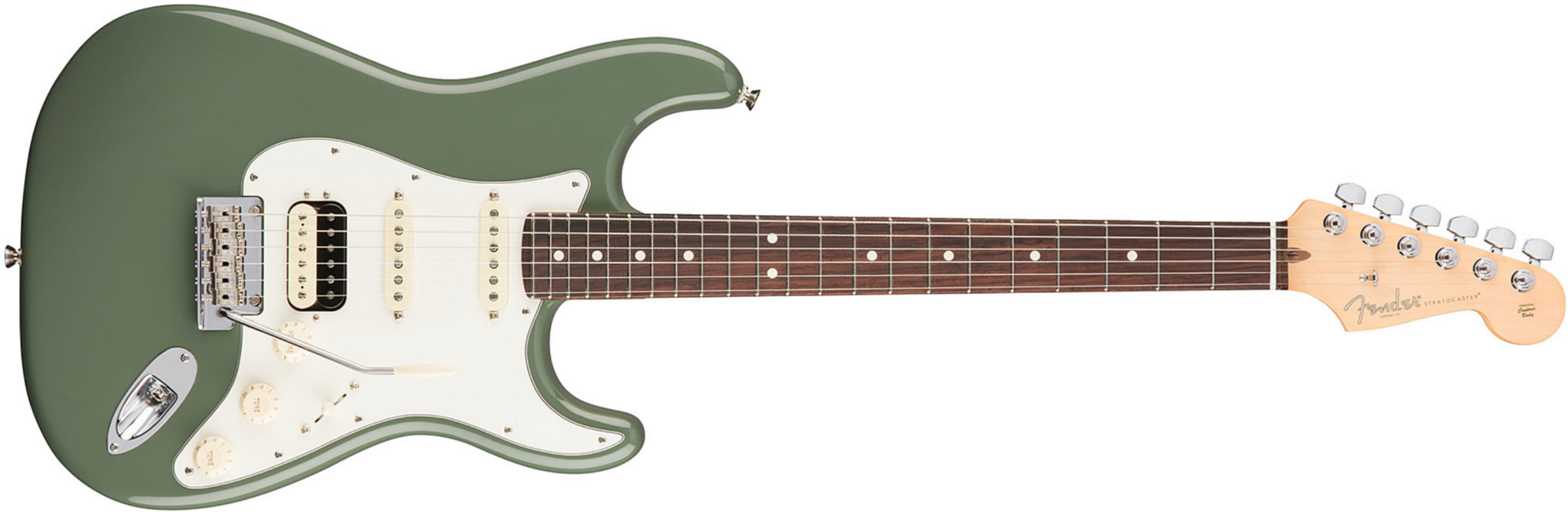 Fender Strat Hss Shawbucker American Professional Usa Rw - Antique Olive - Guitarra electrica de 12 cuerdas - Main picture