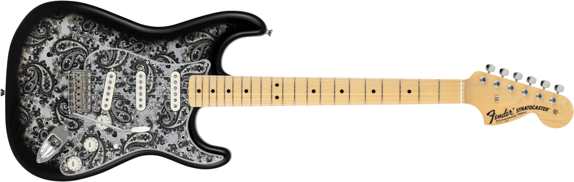 Fender Strat Ltd Jap 3s Trem Mn - Black Paisley - Guitarra eléctrica con forma de str. - Main picture