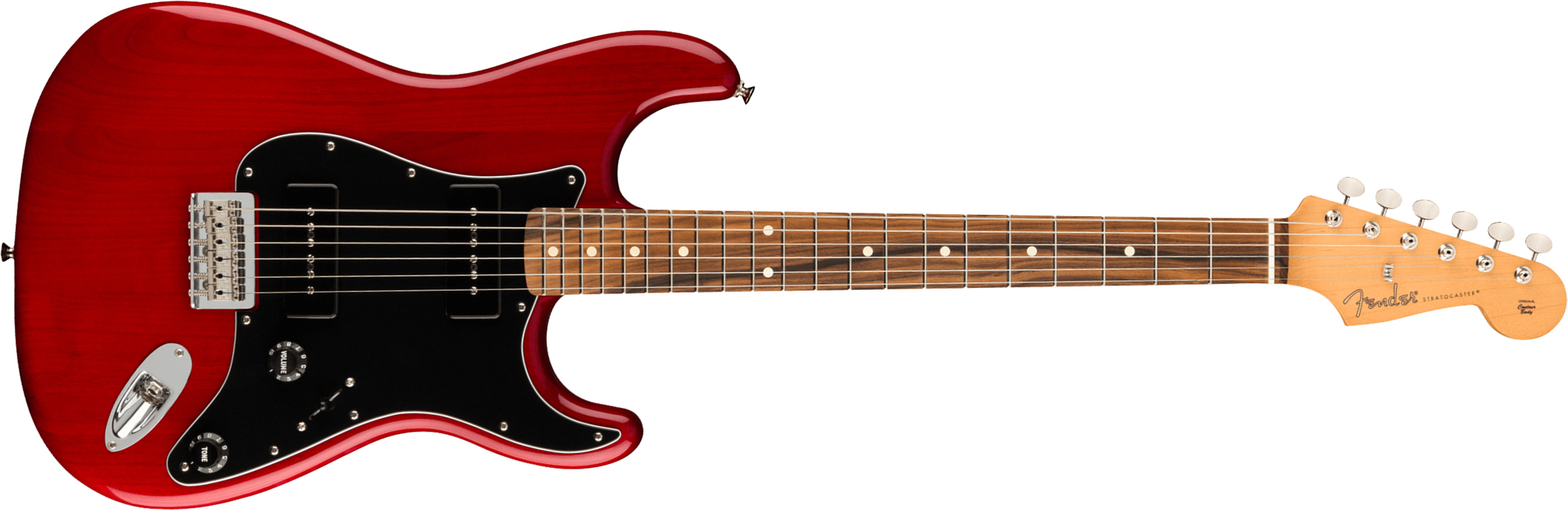 Fender Strat Noventa Mex Ss Ht Pf +housse - Crimson Red Transparent - Guitarra eléctrica con forma de str. - Main picture