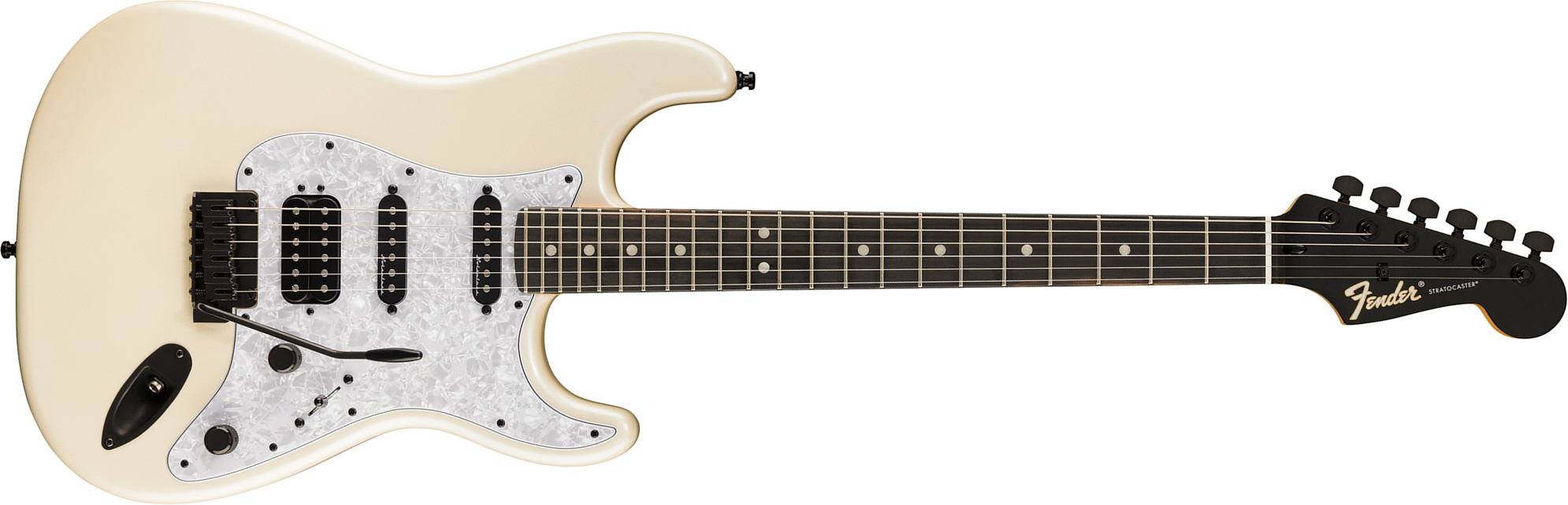 Fender Strat Player Fusion Ltd Mex Hss Trem Eb - Olympic Pearl - Guitarra eléctrica con forma de str. - Main picture