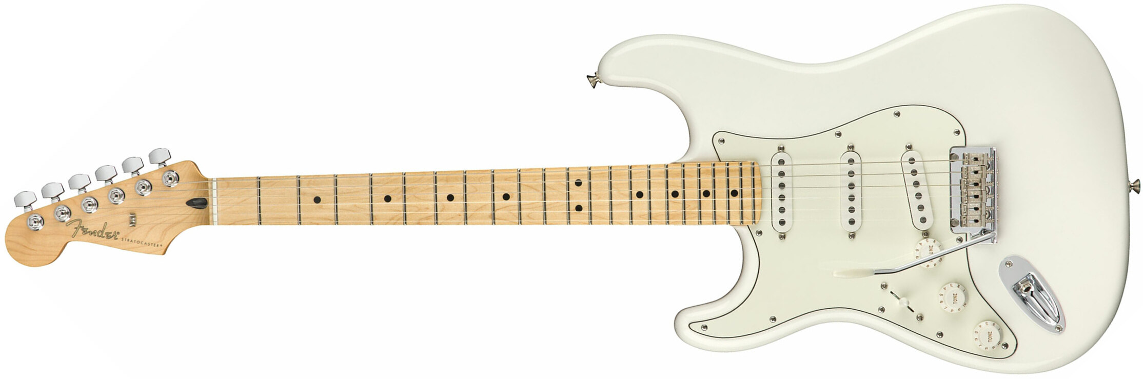 Fender Strat Player Lh Gaucher Mex Sss Mn - Polar White - Guitarra electrica para zurdos - Main picture