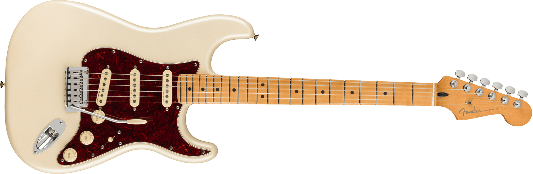 Fender Strat Player Plus Mex 3s Trem Mn - Olympic Pearl - Guitarra eléctrica con forma de str. - Main picture