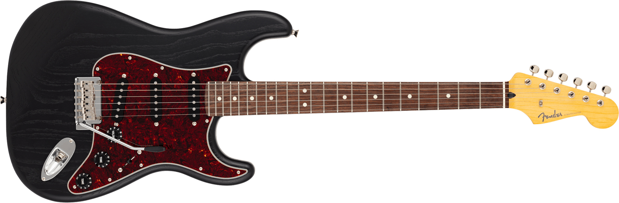 Fender Strat Raw Ash Mij Ltd Jap 3s Trem Rw - Black - Guitarra eléctrica con forma de str. - Main picture