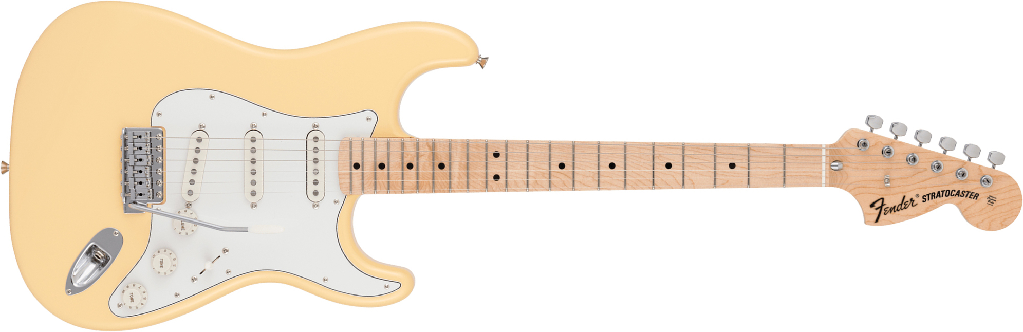Fender Strat Traditional 70s Mij Ltd Jap 3s Trem Mn - Vintage White - Guitarra eléctrica con forma de str. - Main picture