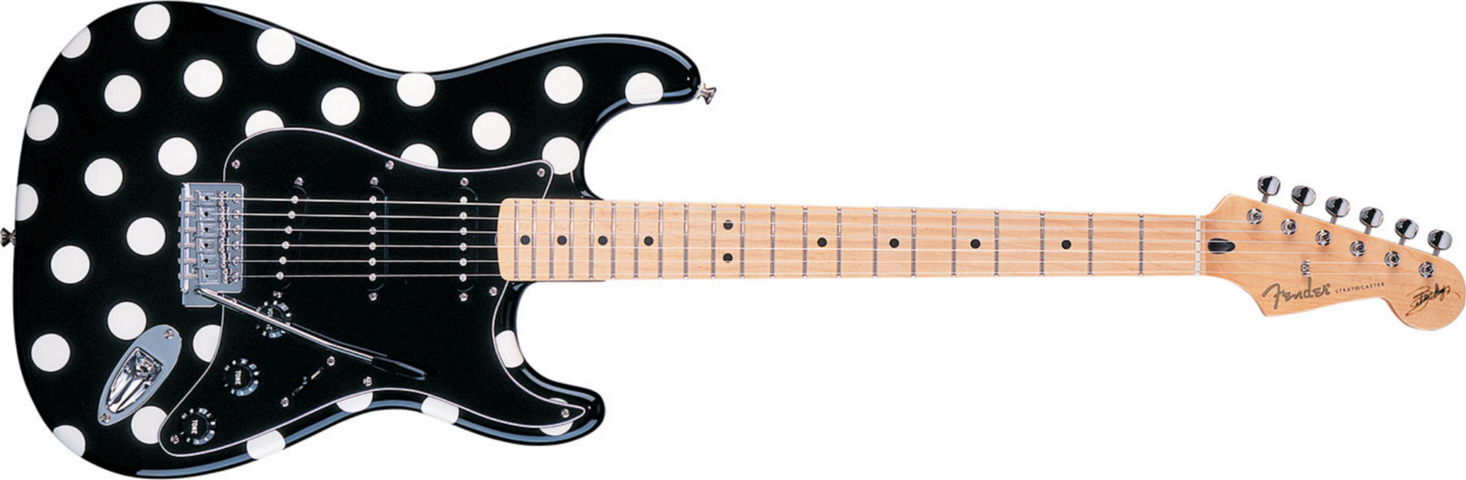 Fender Strat Mexican Artist Buddy Guy 3s Mn Black White Dots - Guitarra eléctrica con forma de str. - Main picture