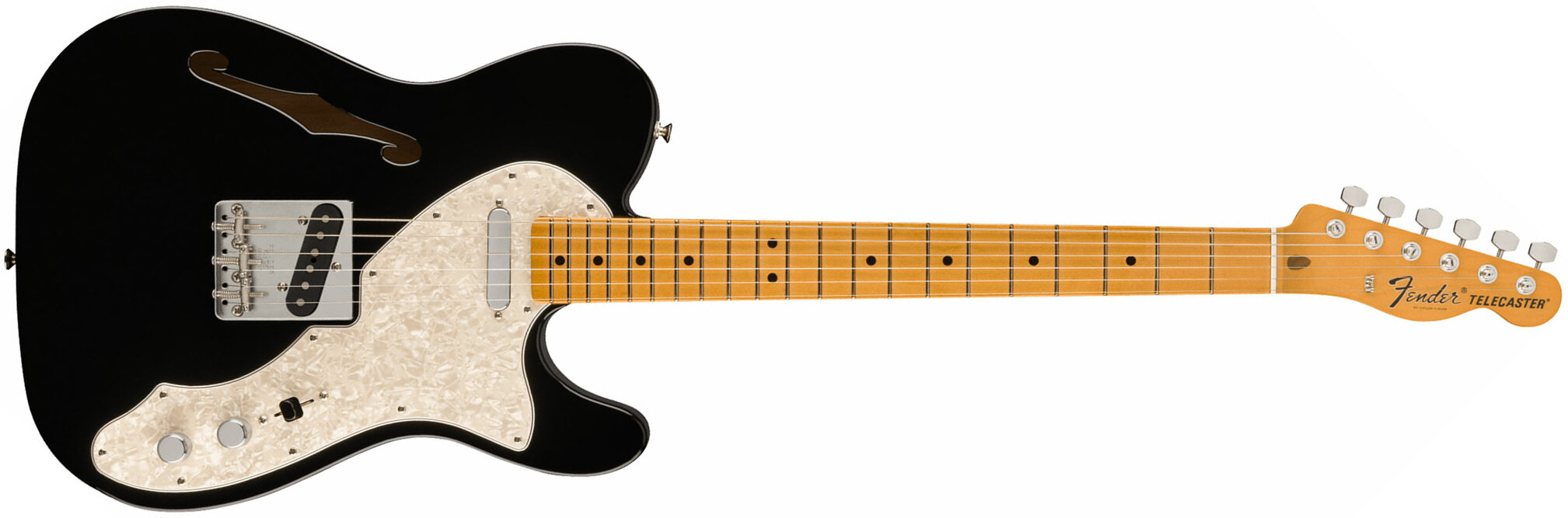 Fender Tele 60s Thinline Vintera 2 Mex 2s Ht Mn - Black - Guitarra eléctrica semi caja - Main picture