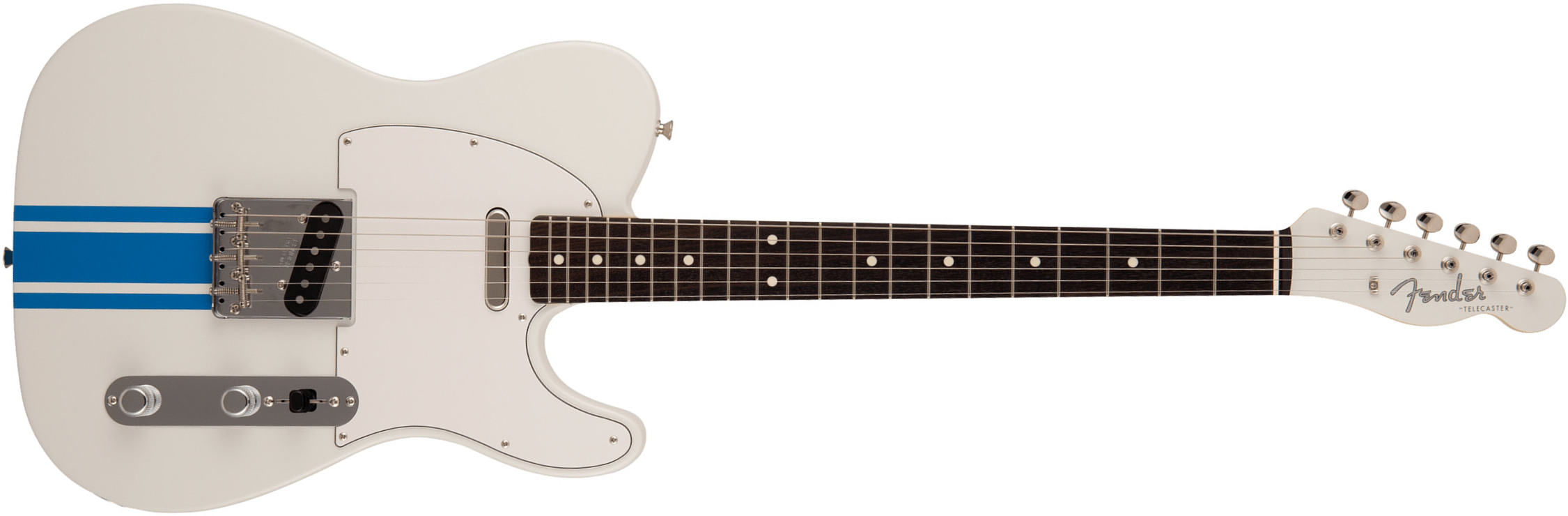Fender Tele Traditional 60s Mij Jap 2s Ht Rw - Olympic White W/ Blue Competition Stripe - Guitarra eléctrica con forma de tel - Main picture