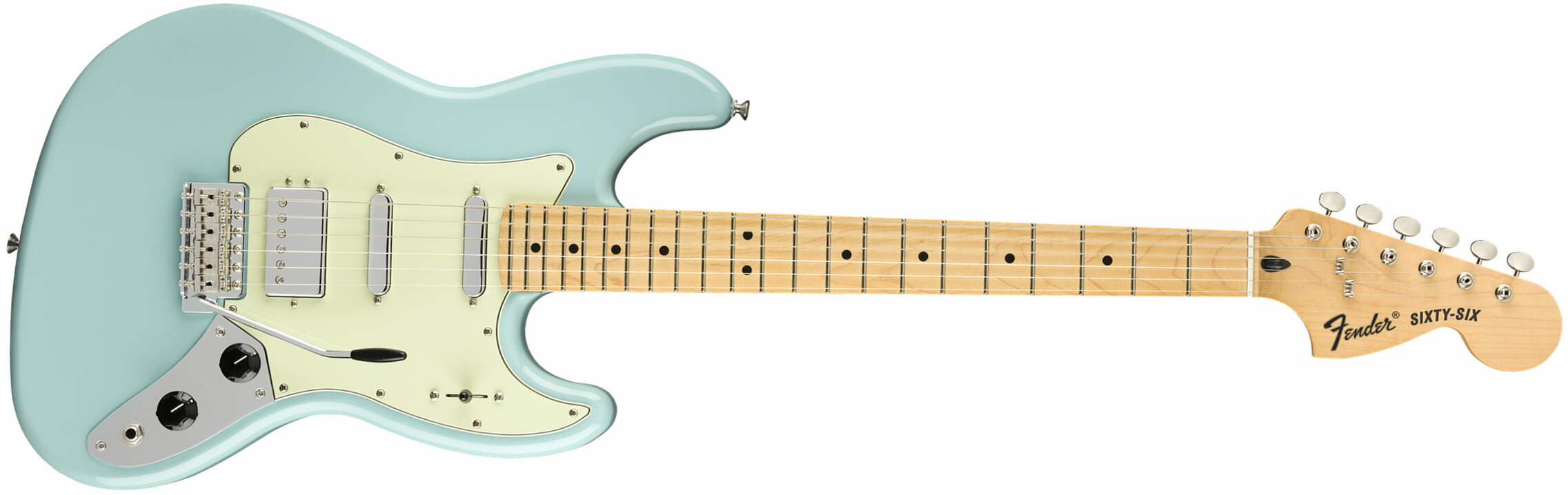 Fender The Sixty-six Alternate Reality Mex Hss Trem Mn - Daphne Blue - Guitarra eléctrica de doble corte - Main picture