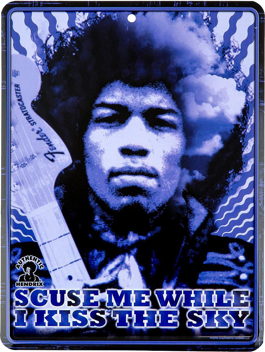 Fender Tin Sign Jimi Hendrix Kiss The Sky - Placa con publicidad - Main picture