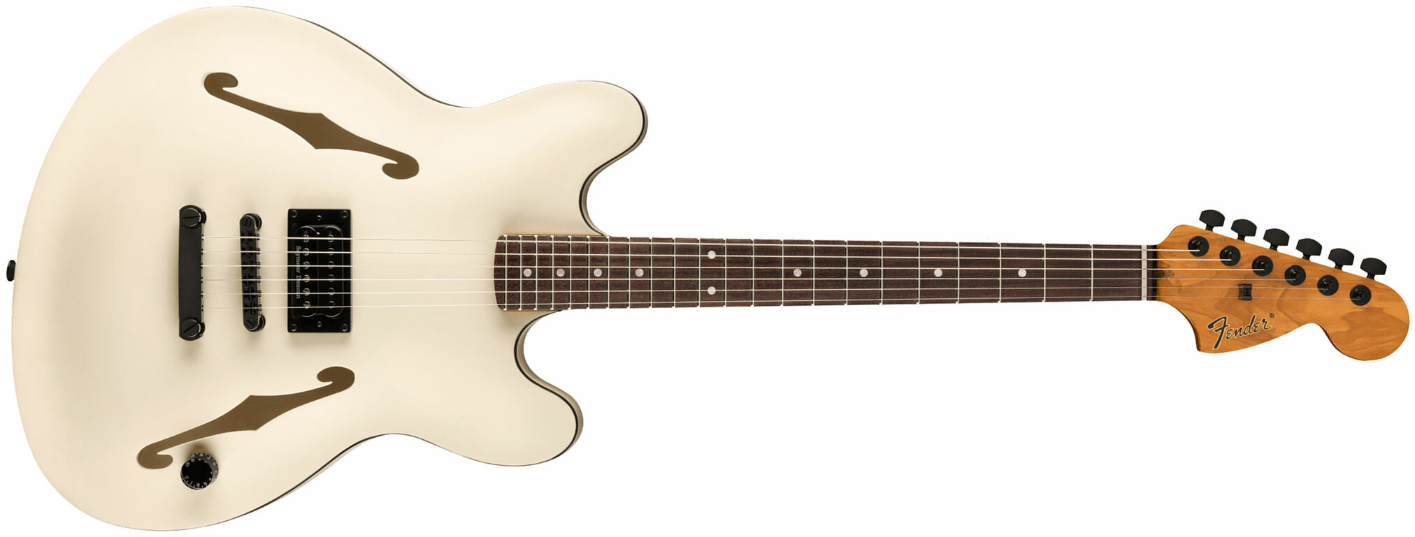 Fender Tom Delonge Starcaster Signature 1h Seymour Duncan Ht Rw - Satin Olympic White - Guitarra eléctrica semi caja - Main picture