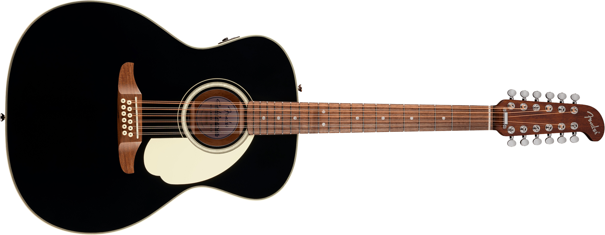 Fender Villager Deluxe E California Orchestra Om 12c Shsc Epicea Acajou Noy - Black - Guitarra folk - Main picture