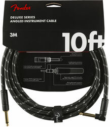 Cable Fender Deluxe Instrument Cable, Straight/Angle, 10ft - Black Tweed