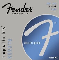 Cuerdas guitarra eléctrica Fender Electric 3150L Original Bullets Pure Nickel 09-42 - Juego de cuerdas
