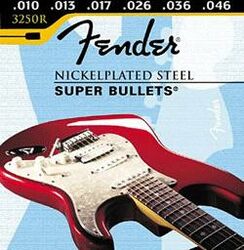 Cuerdas guitarra eléctrica Fender Electric 3250R Super Bullets Nickelplated Steel Regular 10-46 - Juego de cuerdas