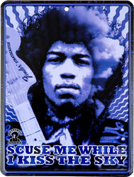 Placa con publicidad Fender Jimi Hendrix Kiss the Sky Tin Sign