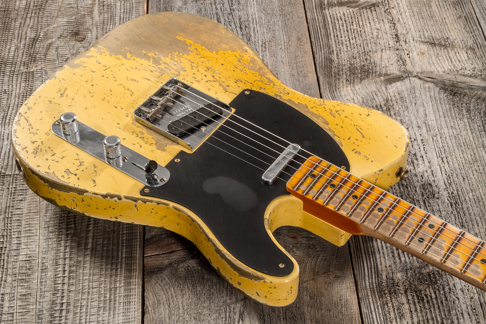 Fender Custom Shop Double Esquire/tele 1950 2s Ht Mn #r126773 - Super Heavy Relic Aged Nocaster Blonde - Guitarra eléctrica con forma de tel - Variati