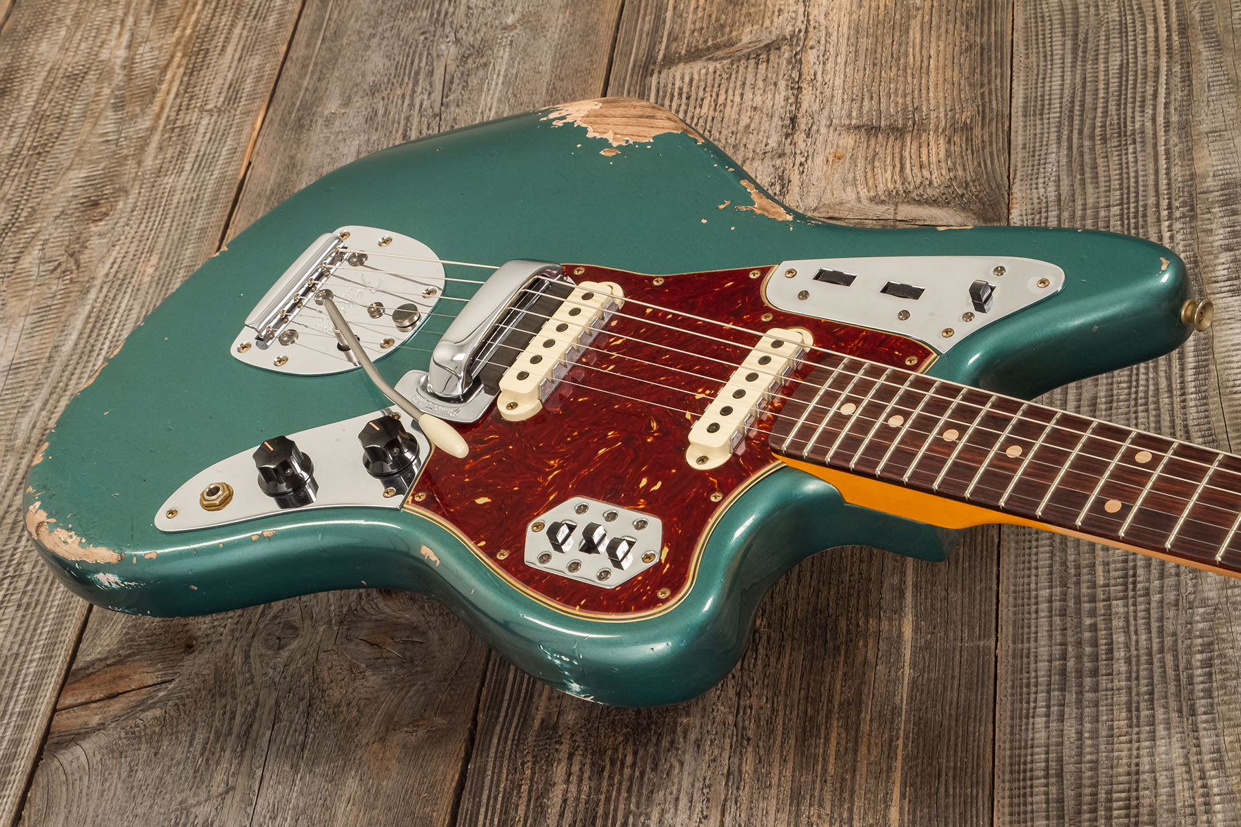 Fender Custom Shop Jaguar 1962 Shsc 2s Trem Rw #r138212 - Heavy Relic Sherwood Green Metallic - Guitarra electrica retro rock - Variation 2