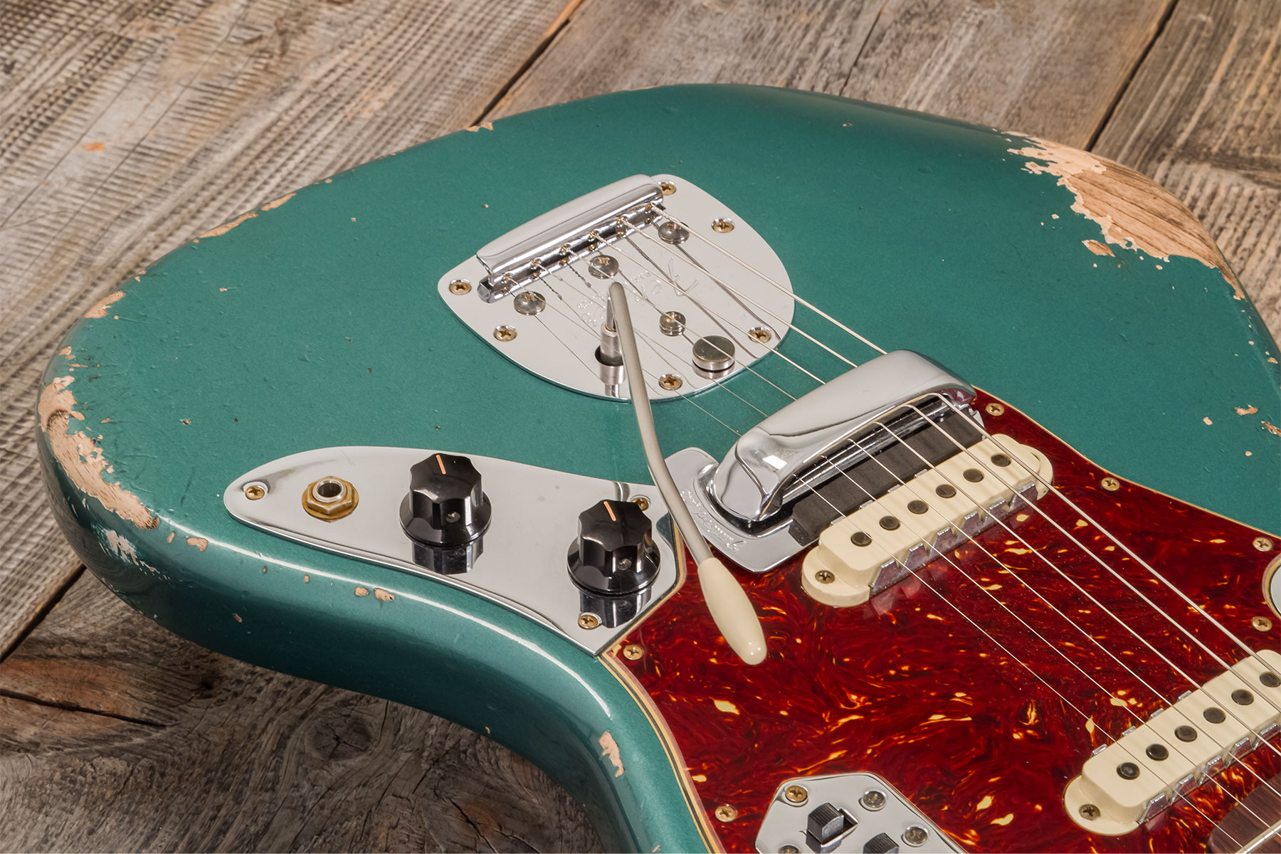 Fender Custom Shop Jaguar 1962 Shsc 2s Trem Rw #r138212 - Heavy Relic Sherwood Green Metallic - Guitarra electrica retro rock - Variation 3