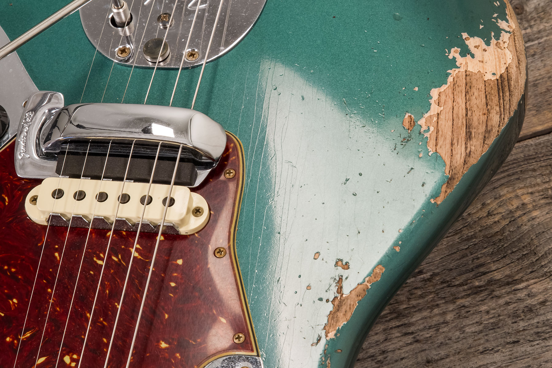 Fender Custom Shop Jaguar 1962 Shsc 2s Trem Rw #r138212 - Heavy Relic Sherwood Green Metallic - Guitarra electrica retro rock - Variation 6