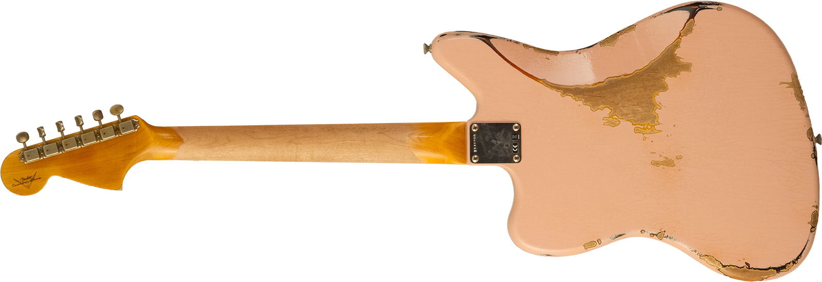Fender Custom Shop Jaguar 1962 Shsc 2s Trem Rw #r141280 - Heavy Relic Shell Pink O. 3-color Sunburst - Guitarra electrica retro rock - Variation 1