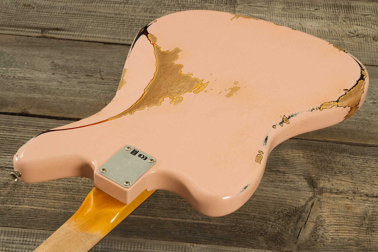 Fender Custom Shop Jaguar 1962 Shsc 2s Trem Rw #r141280 - Heavy Relic Shell Pink O. 3-color Sunburst - Guitarra electrica retro rock - Variation 8