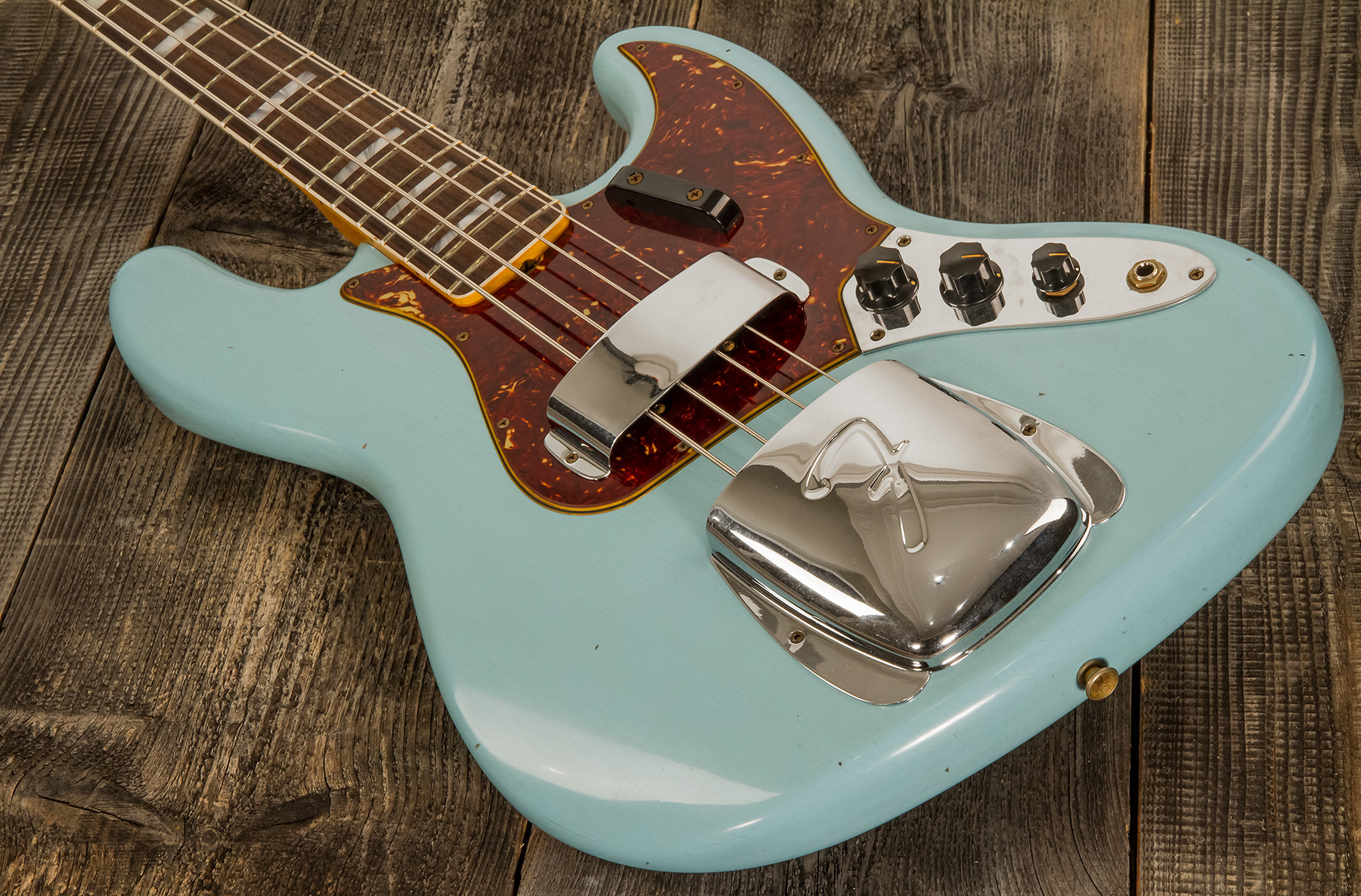 Fender Custom Shop Jazz Bass 1966 Rw #cz553892 - Journeyman Relic Daphne Blue - Bajo eléctrico de cuerpo sólido - Variation 3
