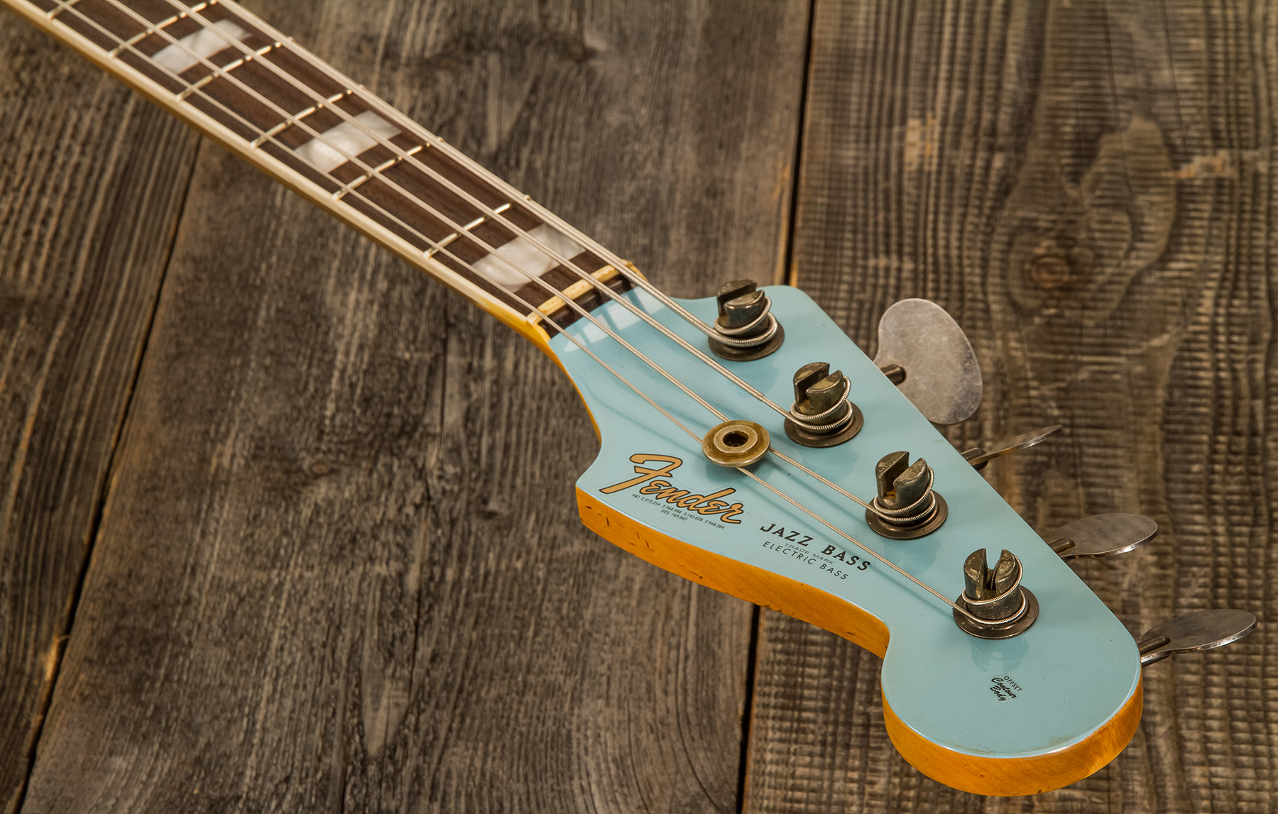 Fender Custom Shop Jazz Bass 1966 Rw #cz553892 - Journeyman Relic Daphne Blue - Bajo eléctrico de cuerpo sólido - Variation 4