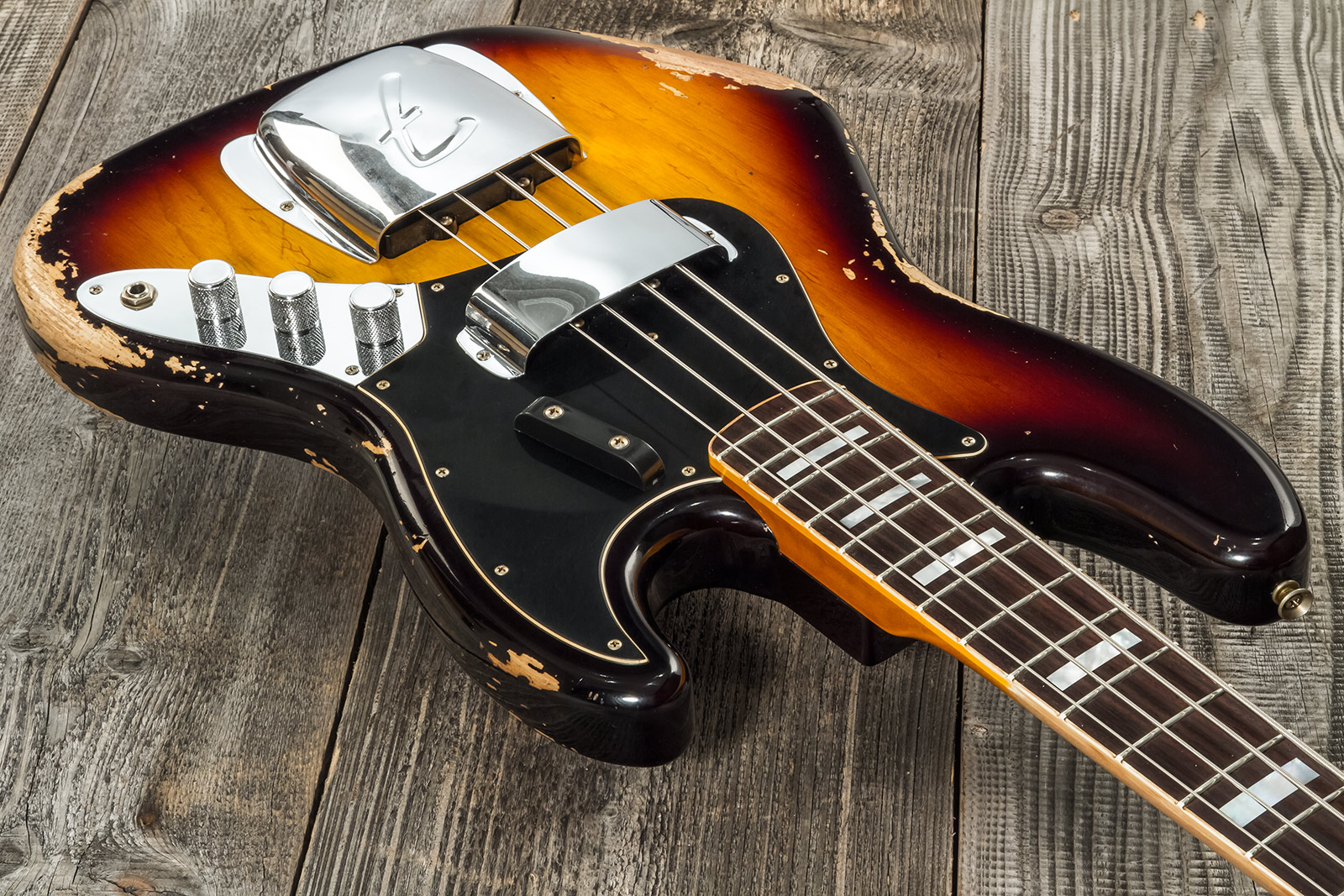 Fender Custom Shop Jazz Bass Custom Rw #cz575919 - Heavy Relic 3-color Sunburst - Bajo eléctrico de cuerpo sólido - Variation 3