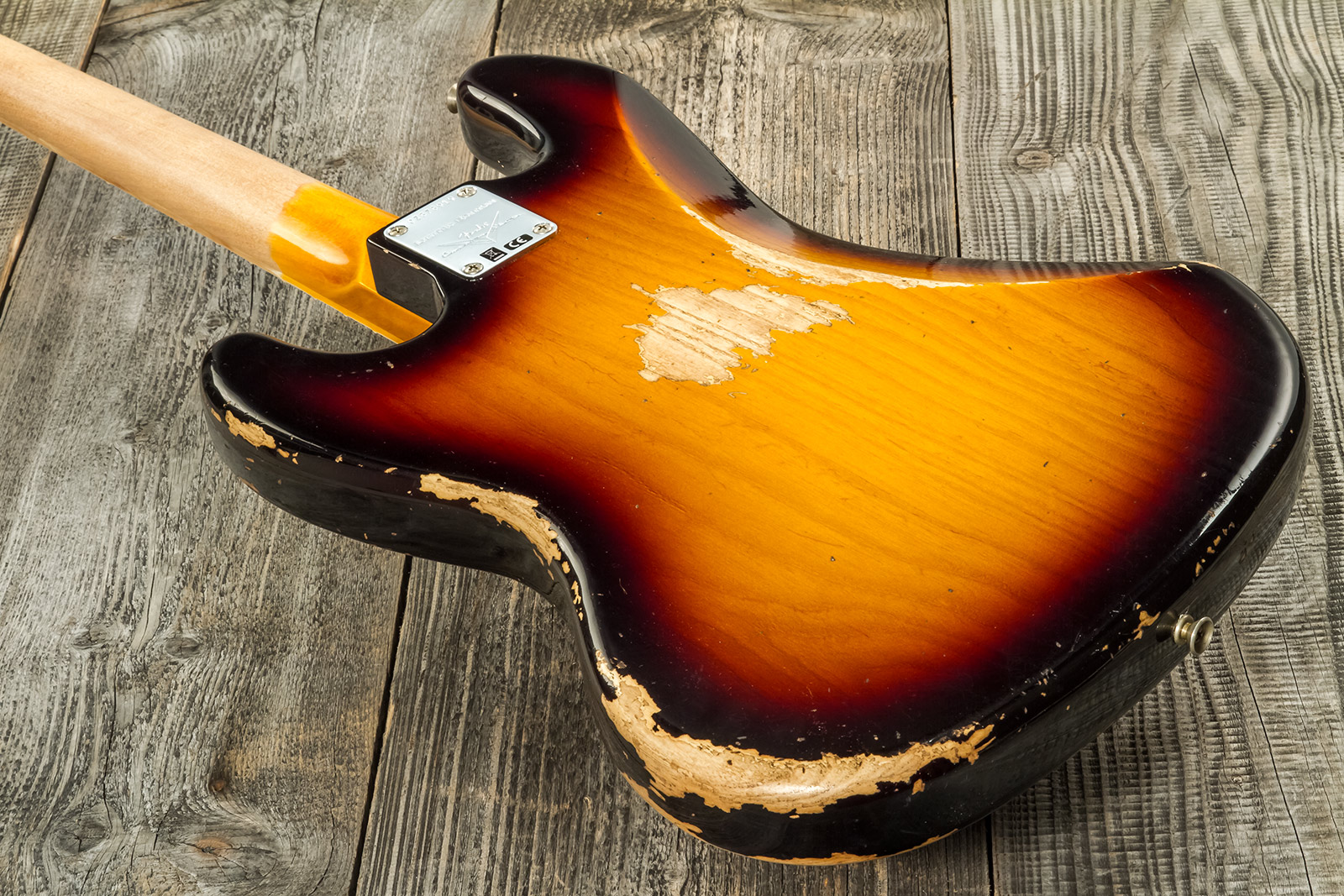 Fender Custom Shop Jazz Bass Custom Rw #cz575919 - Heavy Relic 3-color Sunburst - Bajo eléctrico de cuerpo sólido - Variation 6