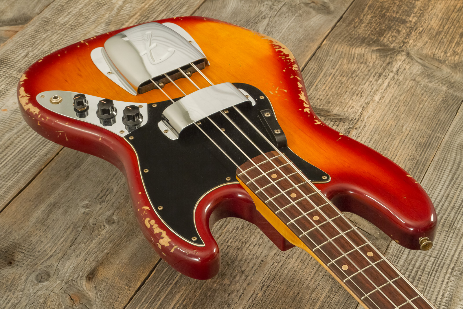 Fender Custom Shop Jazzbass 1964 Rw #r137642 - Heavy Relic Cherry Sunburst - Bajo eléctrico de cuerpo sólido - Variation 2