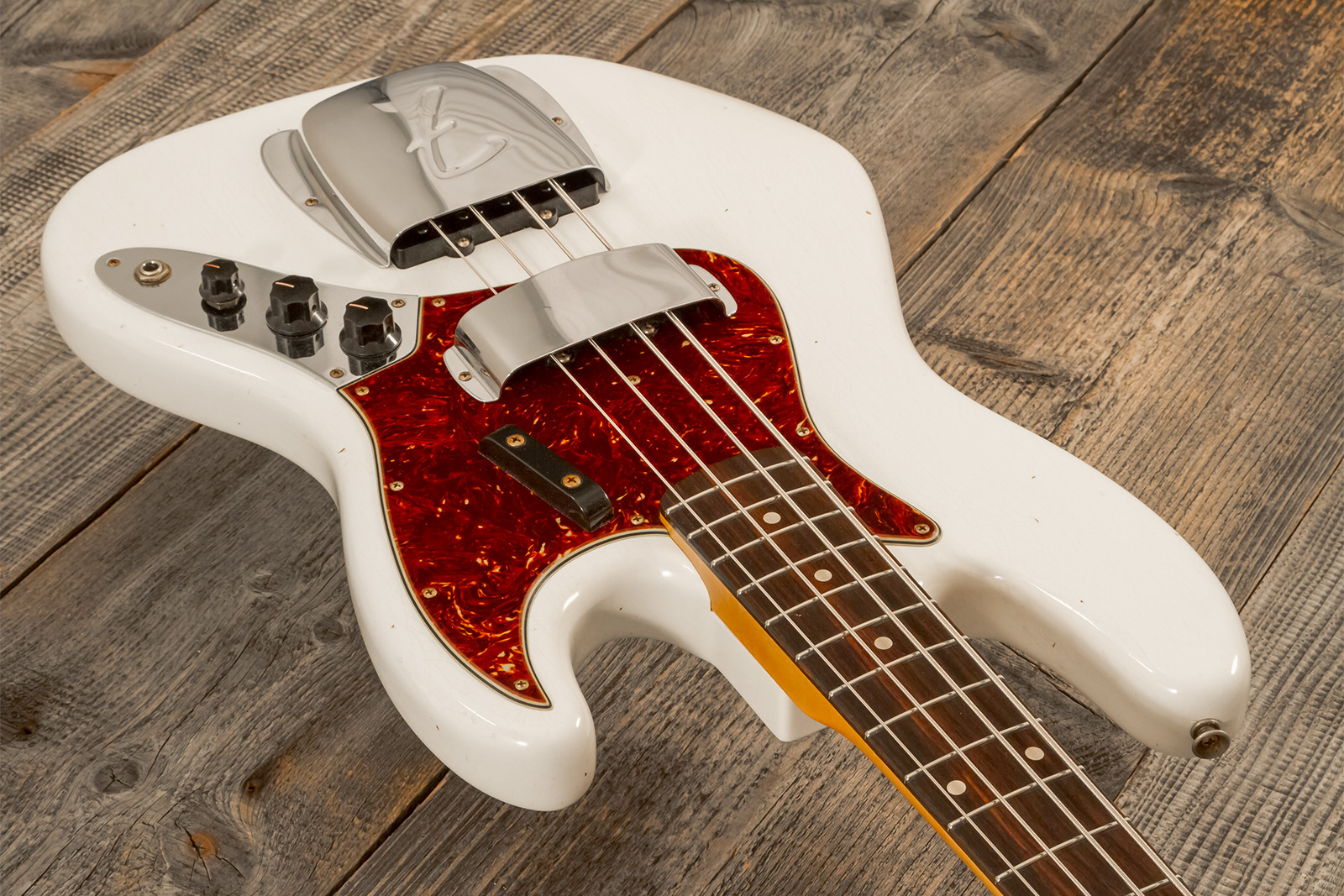 Fender Custom Shop Jazzbass 1964 Rw #r145112 - Journeyman Relic Olympic White - Bajo eléctrico de cuerpo sólido - Variation 2