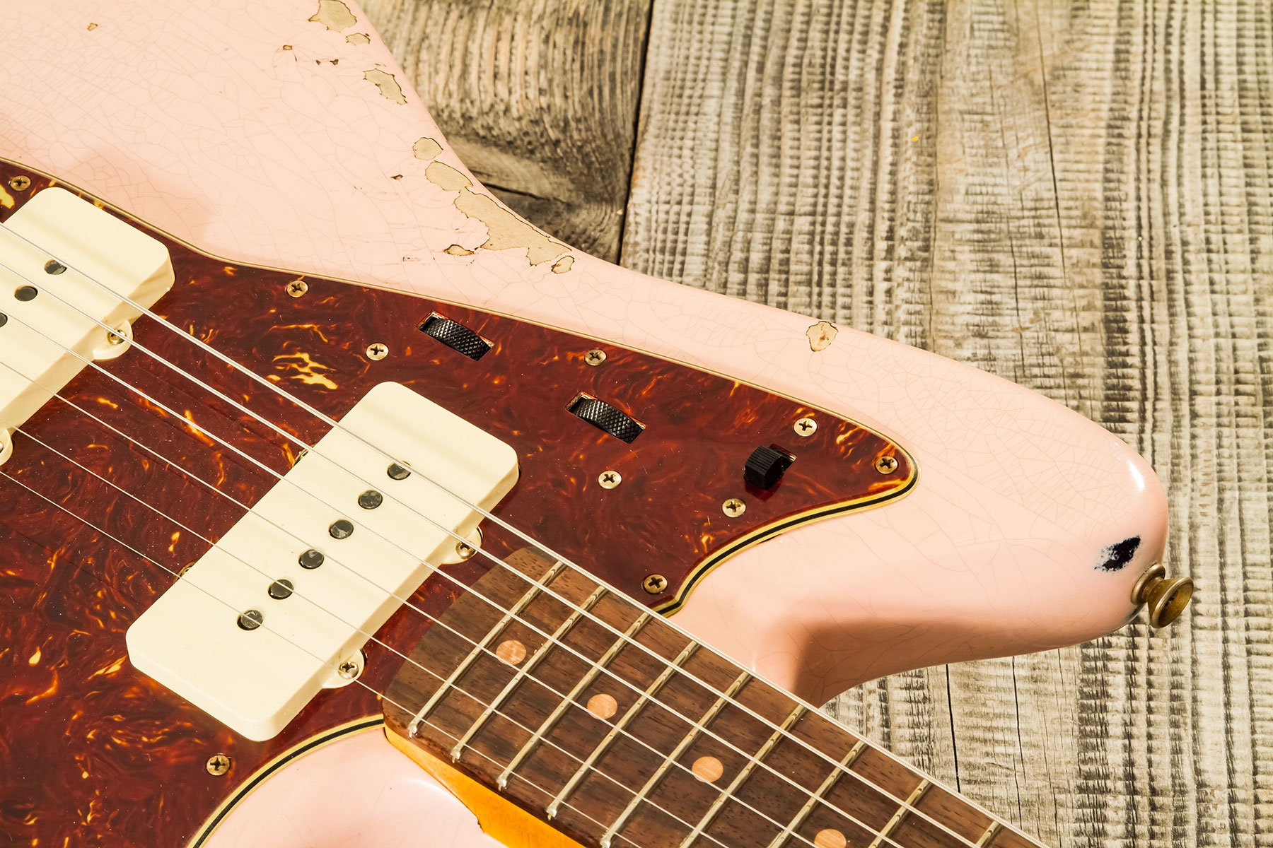 Fender Custom Shop Jazzmaster 1962 2s Trem Rw #r132659 - Heavy Relic Shell Pink O. 3-color Sunburst - Guitarra electrica retro rock - Variation 5